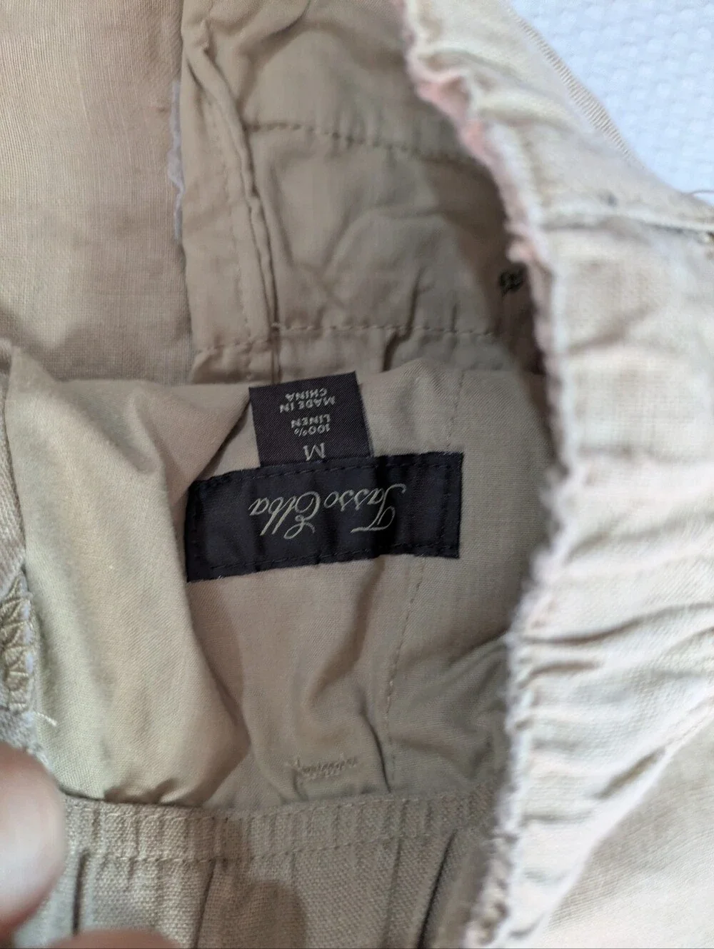 Tasso Elba Mens M 100% Linen Pants 31x27 Beige Oatmeal Straight Leg Trousers
